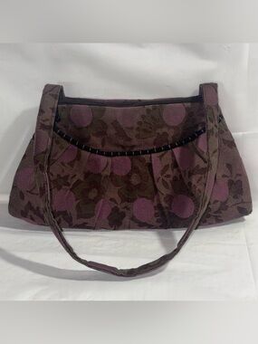 Handmade Maruca Design Boulder, CO
purple floral/polka dot tapestry shoulder bag